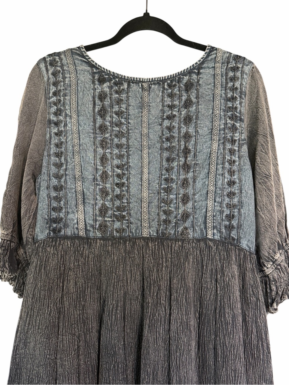 Young Threads Women's Mineral Wash Black  Boho Midi Dress Size Large